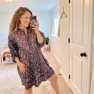 Isabel Marant Etoile Purple Pink Ikat Cotton Mini Dress 34 Medium